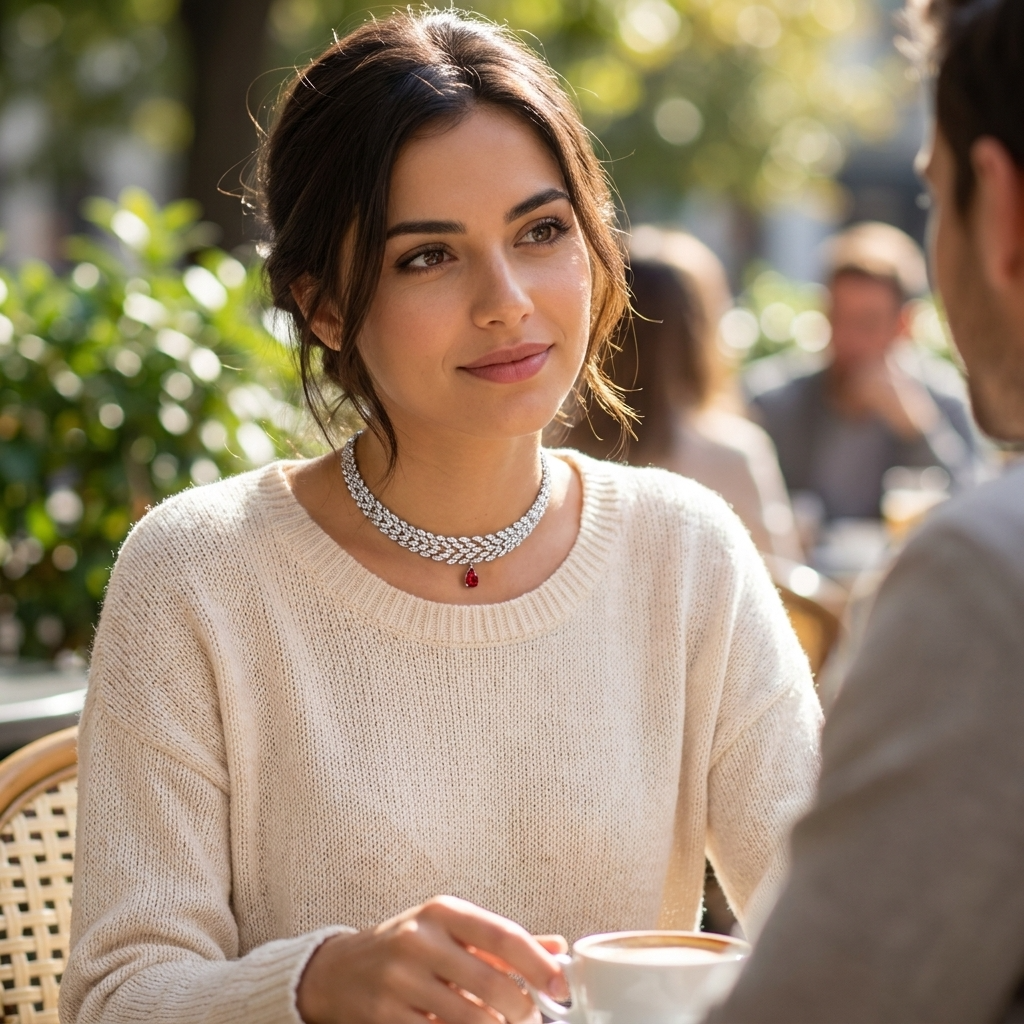 Women’s Zircon Pendant Necklace – Elegant Heart &amp; Teardrop Chain with Sparkling Crystal Design &amp; Fashion Jewelry Style