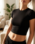 Damen Quick-Dry Fitness-T-Shirt – figurbetontes, feuchtigkeitsableitendes Active Top, atmungsaktives Stretch-Sport-T-Shirt