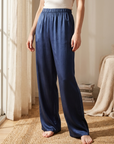 Elegante Damen-Hose aus Acetat mit weitem Bein – Satin-Haptik, hoher Bund, fließender Fall, kühlender Komfort