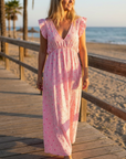 Women's Floral Printed Maxi Dress – Sleeveless V-Neck A-Line Beach Long Dress