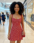 Mini-robe fleurie à bretelles pour femme – Robe d'été trapèze à col carré et dos ouvert