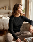 Damenpullover aus 95 % feiner Merinowolle – leichter Pullover mit Rundhalsausschnitt und langen Ärmeln, schmale Passform