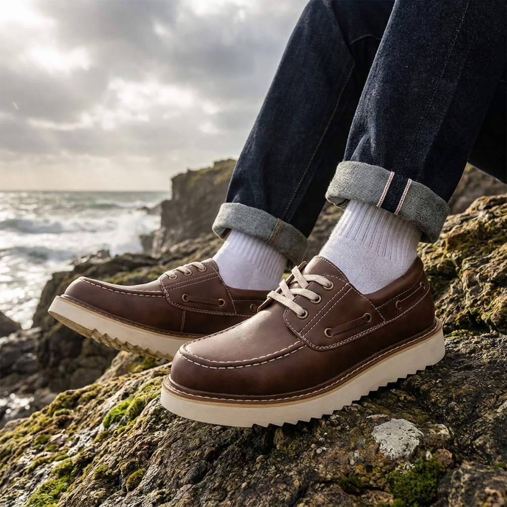 Herren-Markerschuhe – Obermaterial aus hochwertigem doppellagigem Rindsleder, verstärkte Zehenkappe, ölbeständige Sohle, wachsbehandelt wasserdicht