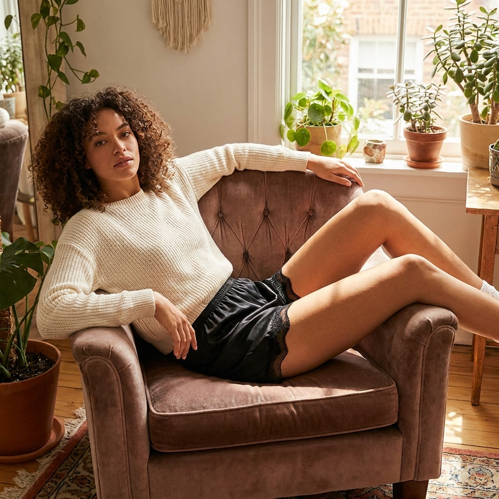 Damen leichte Eisseide Sommer-Shorts – lockere Passform, mittelhohe Taille, elastische Lounge-Shorts