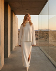 Women's Loose Sweater & Split Long Skirt Set – Viscose Two-Piece for Spring, Autumn & Winter