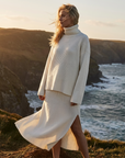 Women's Loose Sweater & Split Long Skirt Set – Viscose Two-Piece for Spring, Autumn & Winter