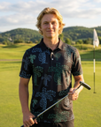 Golf-Polohemd für Herren mit Print, kurzärmlig – Atmungsaktives Blumen-Performance-Oberteil aus Baumwoll-Spandex, S–5XL