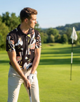 Golf-Polohemd für Herren mit Print, kurzärmlig – Atmungsaktives Blumen-Performance-Oberteil aus Baumwoll-Spandex, S–5XL