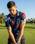 Golf-Polohemd für Herren mit Print, kurzärmlig – Atmungsaktives Blumen-Performance-Oberteil aus Baumwoll-Spandex, S–5XL