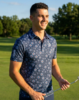Golf-Polohemd für Herren mit Print, kurzärmlig – Atmungsaktives Blumen-Performance-Oberteil aus Baumwoll-Spandex, S–5XL