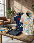 Golf-Polohemd für Herren mit Print, kurzärmlig – Atmungsaktives Blumen-Performance-Oberteil aus Baumwoll-Spandex, S–5XL