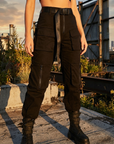 Damen High-Waist Cargo Jogger Hose – Street Style Utility Hose mit mehreren Taschen, S–L, Schwarz