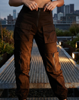 Damen High-Waist Cargo Jogger Hose – Street Style Utility Hose mit mehreren Taschen, S–L, Schwarz