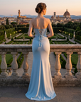 Damen Sexy Korsett-Abendkleid für formelle Anlässe & Partys – Trägerloses Satinperlen-Spitzen-Maxikleid mit schmaler Passform
