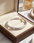 Men's Möbius Ring 999 Pure Silver Bracelet – Solid Eternity Twist Bangle with Ethnic Floral Engraving