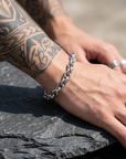 Men's Hip-Hop Titanium Steel Chain Bracelet – Bold Urban Non-Fading Polished Bangle, 19cm or 21cm