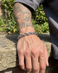 Men's Hip-Hop Titanium Steel Chain Bracelet – Bold Urban Non-Fading Polished Bangle, 19cm or 21cm
