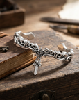 Men's Thai Silver Plated Bracelet – Retro Gothic Cross & Star Heavy Chain with Vine Engraving, ~20g