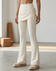 Damen-Culottes zweiteilig mit Kordelzug – hochelastische, schmal geschnittene Yoga-Rockhose in Haifischhaut-Optik mit verstellbarer Taille