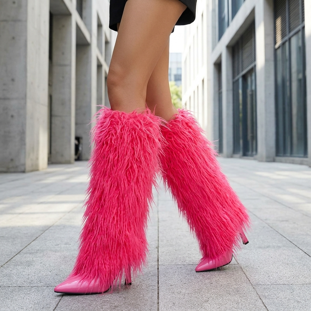 Lange Stiefeletten mit Quasten und Stilettoabsatz – Minimalistische Wildlederstiefel mit spitzer Zehenpartie und hohem Absatz