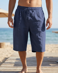 Herren Leinen-Bermudas mit Tunnelzug – Leichte, atmungsaktive Freizeithose mit elastischem Bund, geradem Schnitt und sommerlichem Beach-Style