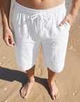 Herren Leinen-Bermudas mit Tunnelzug – Leichte, atmungsaktive Freizeithose mit elastischem Bund, geradem Schnitt und sommerlichem Beach-Style