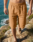 Herren Leinen-Bermudas mit Tunnelzug – Leichte, atmungsaktive Freizeithose mit elastischem Bund, geradem Schnitt und sommerlichem Beach-Style