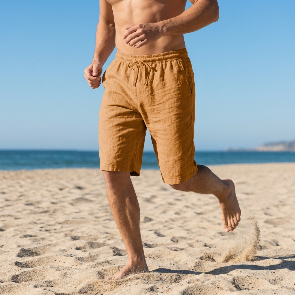 Herren Leinen-Bermudas mit Tunnelzug – Leichte, atmungsaktive Freizeithose mit elastischem Bund, geradem Schnitt und sommerlichem Beach-Style