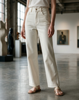 Women's High-Waist Straight Leg Cropped Jeans – Washed Denim
