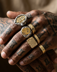 Men's Geometric Asymmetric Ring Set — Punk Hip-Hop Style