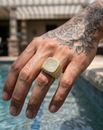 Men's Full Diamond Square Hip Hop Ring 5A Zircon Gold