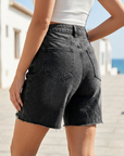 Damen lockere High-Waist Jeansshorts – Lässige Baumwollmischung Sommer Relaxed Fit Jeansshorts