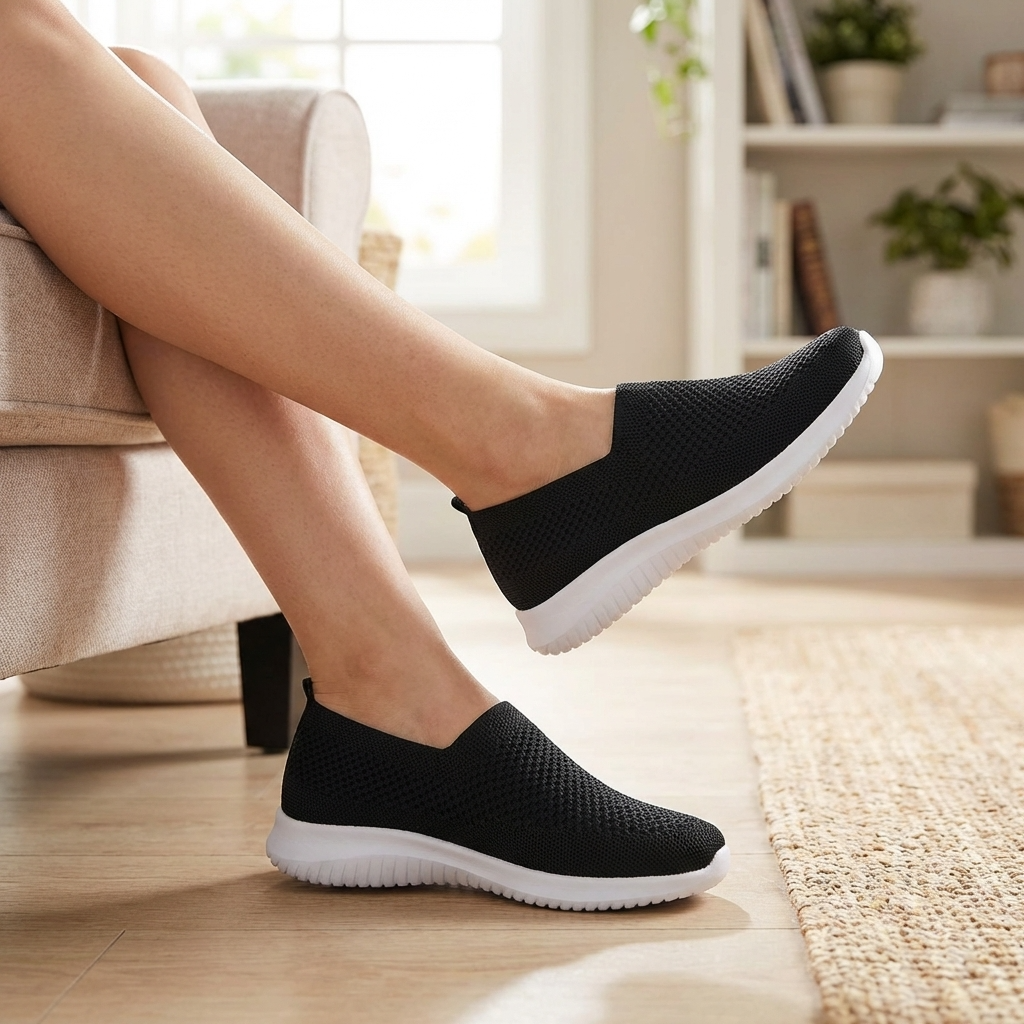 Chaussures à enfiler en maille respirante pour femme – Baskets confortables et légères avec semelle antidérapante, amorti doux et faciles à porter au quotidien