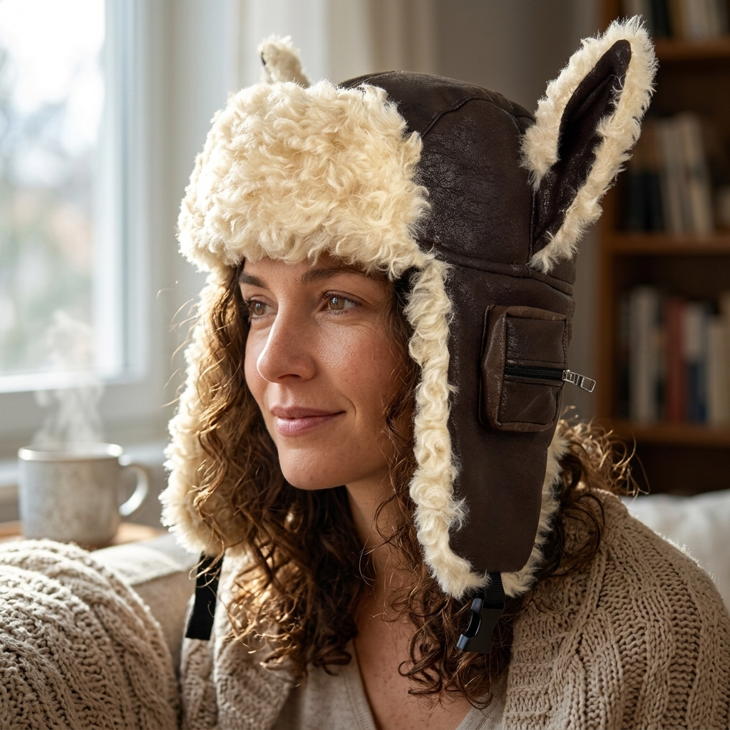 Women's Adjustable Leather Ear Flap Winter Hat – Aviator Dome Cap