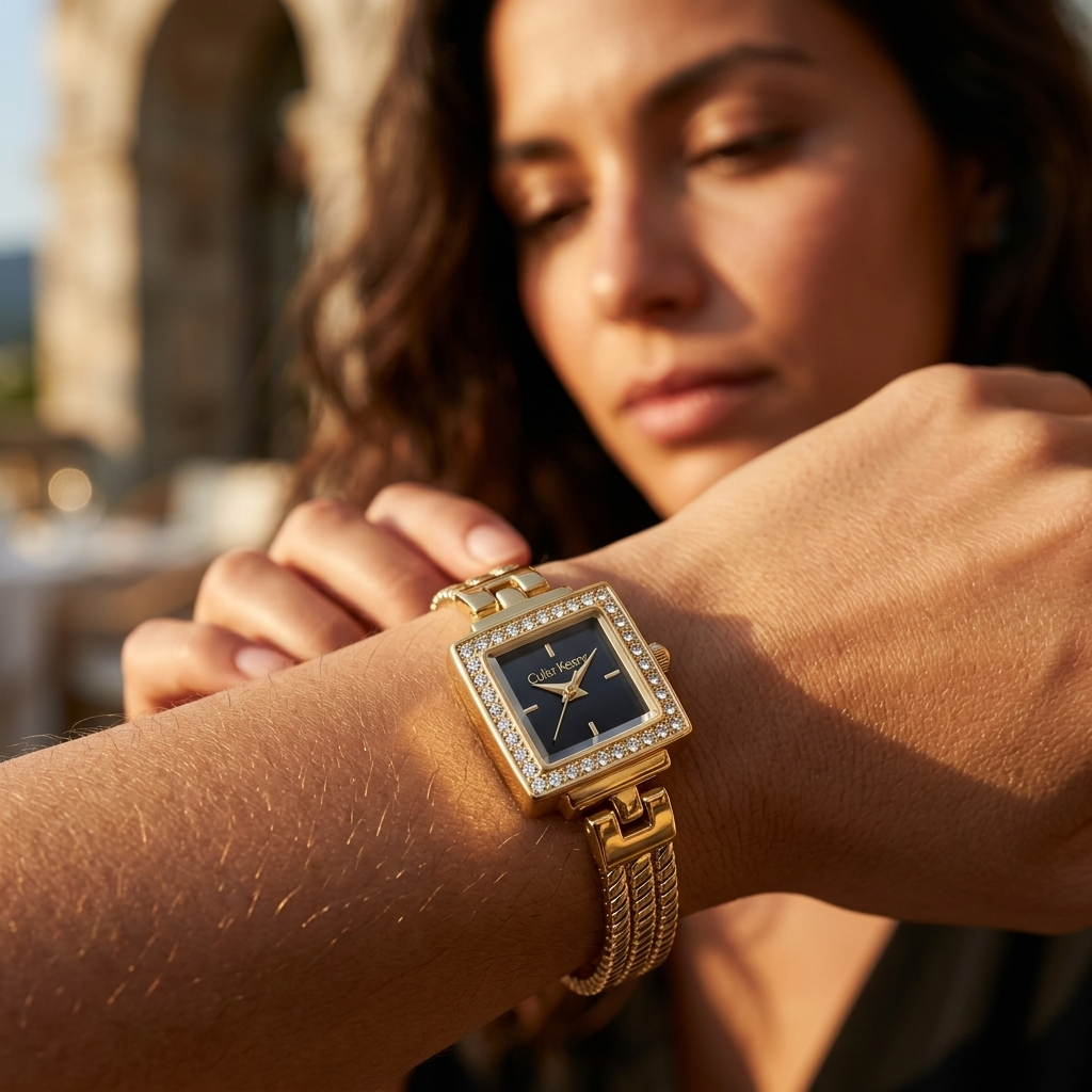 Montre carrée de luxe à quartz pour femmes – Bracelet de montre en alliage de style rétro d'Europe centrale, étanche jusqu'à 30M