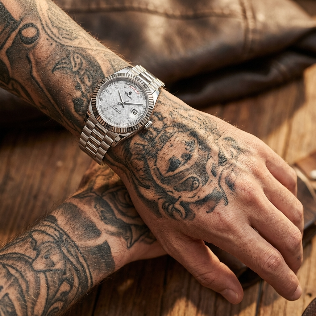 Men's Automatic Calendar Watch – Stainless Steel Mechanical Timepiece with Day-Date Display, Mineral Crystal &amp; Waterproof Design