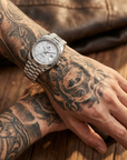 Men's Automatic Calendar Watch – Stainless Steel Mechanical Timepiece with Day-Date Display, Mineral Crystal & Waterproof Design
