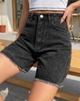 Damen lockere High-Waist Jeansshorts – Lässige Baumwollmischung Sommer Relaxed Fit Jeansshorts