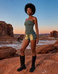 Women's Sleeveless Slim-Fit Denim Jumpsuit