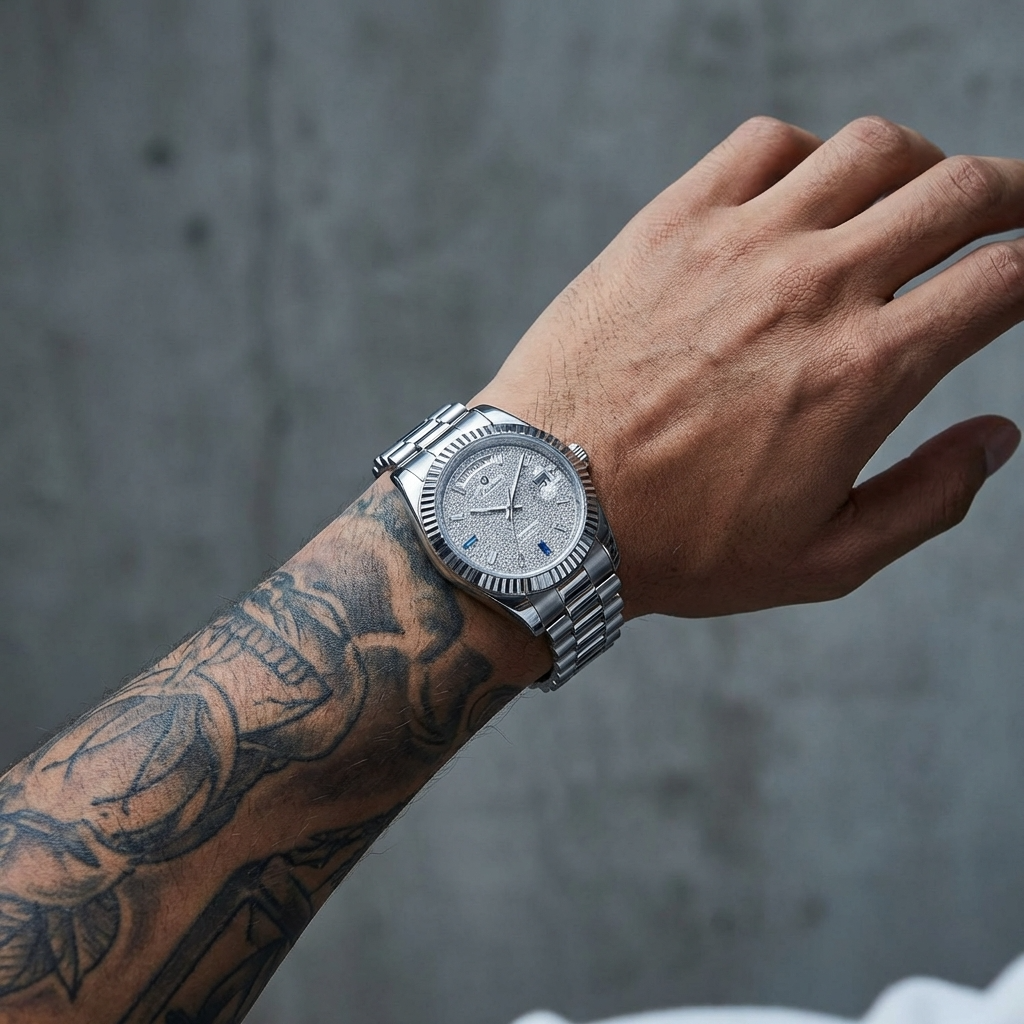 Men's Automatic Calendar Watch – Stainless Steel Mechanical Timepiece with Day-Date Display, Mineral Crystal &amp; Waterproof Design