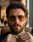 Men's Titanium Alloy Pilot Aviator Sunglasses UV400 HD Glass