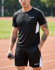 Men's Quick-Dry Sports T-Shirt & Shorts Set – Moisture-Wicking Polyester Activewear
