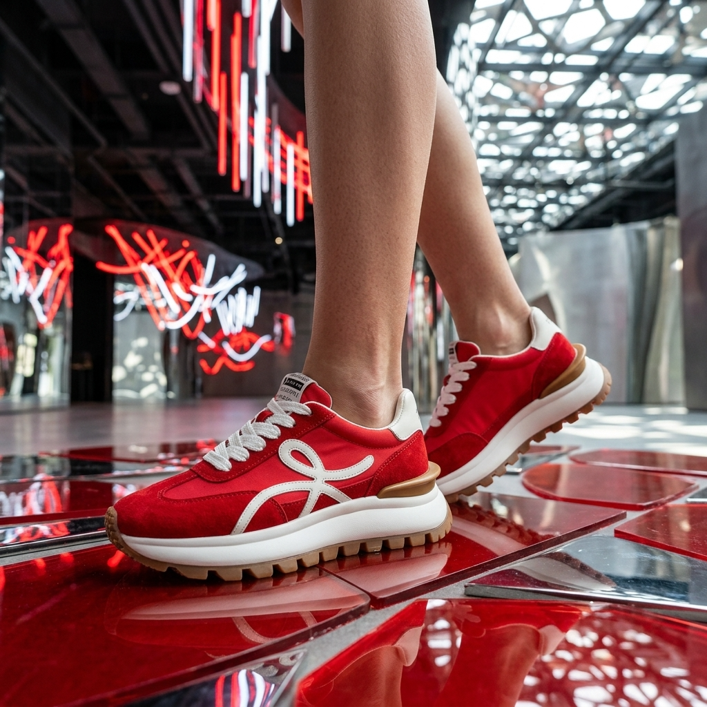 Women's Leather Platform Sneakers – Cross-Strap Thick Sole, 3-5cm Heel