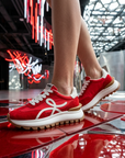 Women's Leather Platform Sneakers – Cross-Strap Thick Sole, 3-5cm Heel