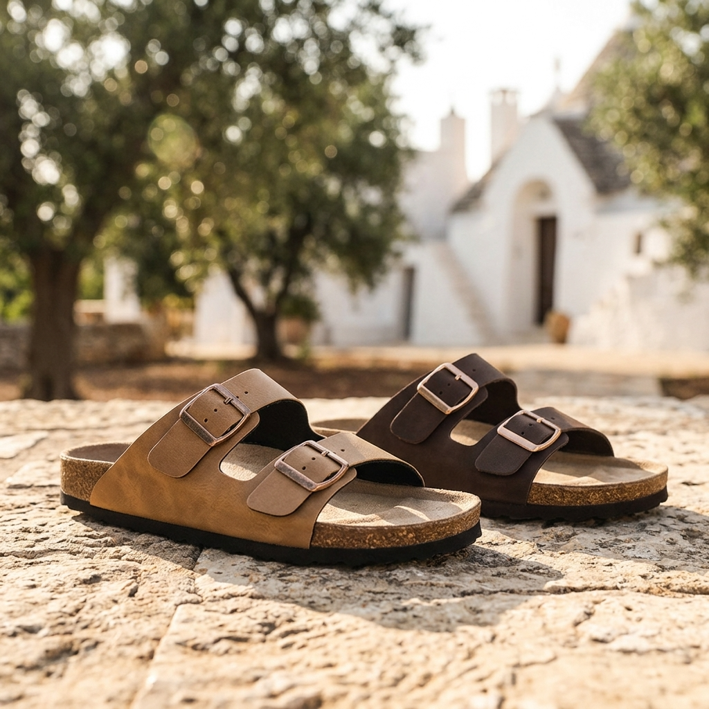 Men's Microfiber Leather Sandals – Ergonomic Arch Support Slip-On