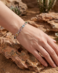 Women's Natural Tourmaline Bracelet — 925 Sterling Silver Geometric Oval