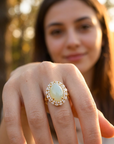 Women's Natural Hetian Jade Ring – 925 Sterling Silver Adjustable size