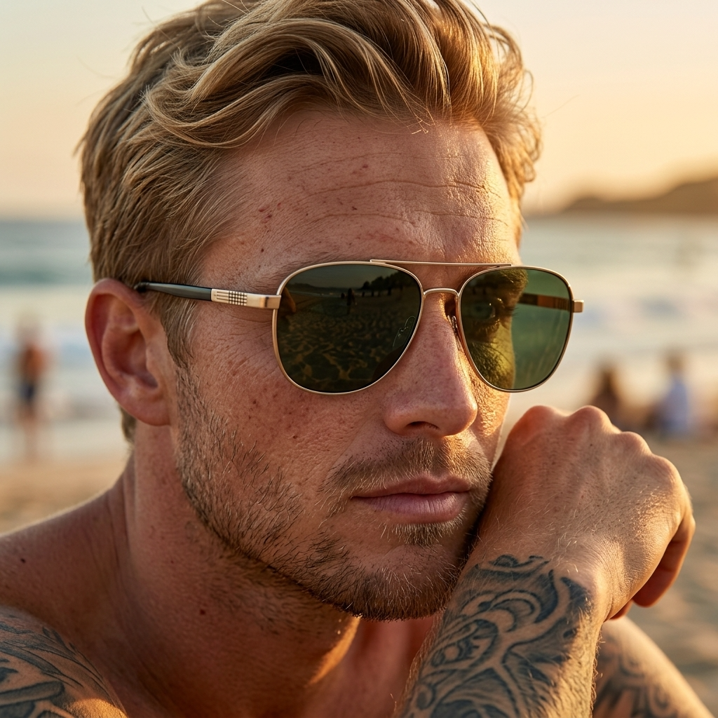 Men's Titanium Alloy Pilot Aviator Sunglasses UV400 HD Glass