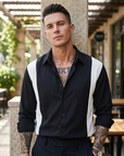 Chemise noire soyeuse et sans plis