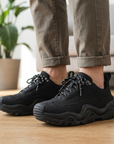 Herren Low Top Freizeitsneaker mit dicker Sohle – Retro-Schnürschuhe mit atmungsaktivem Mesh-Innenfutter und Gummisohle